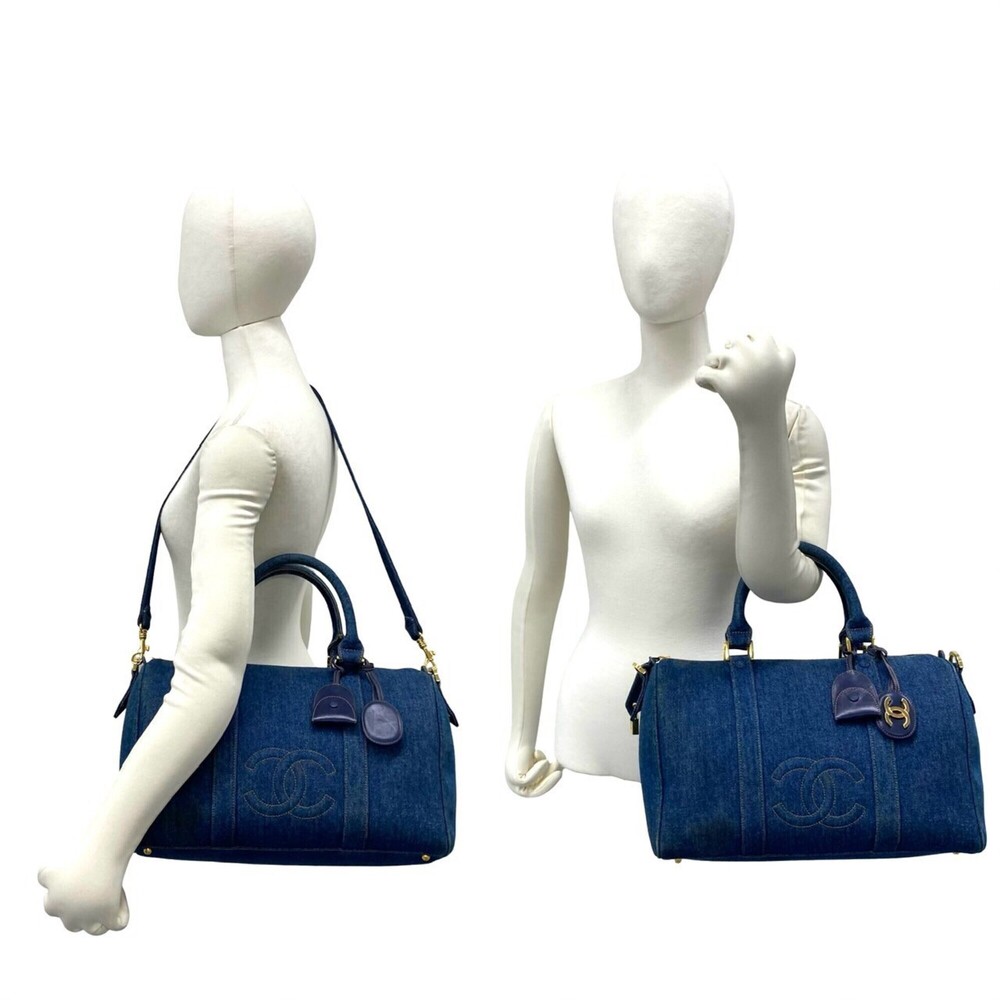 CHANEL Vintage Coco Mark Denim 2-Way Shoulder Bag/Handbag, Blue 32305 - Picture 2 of 10